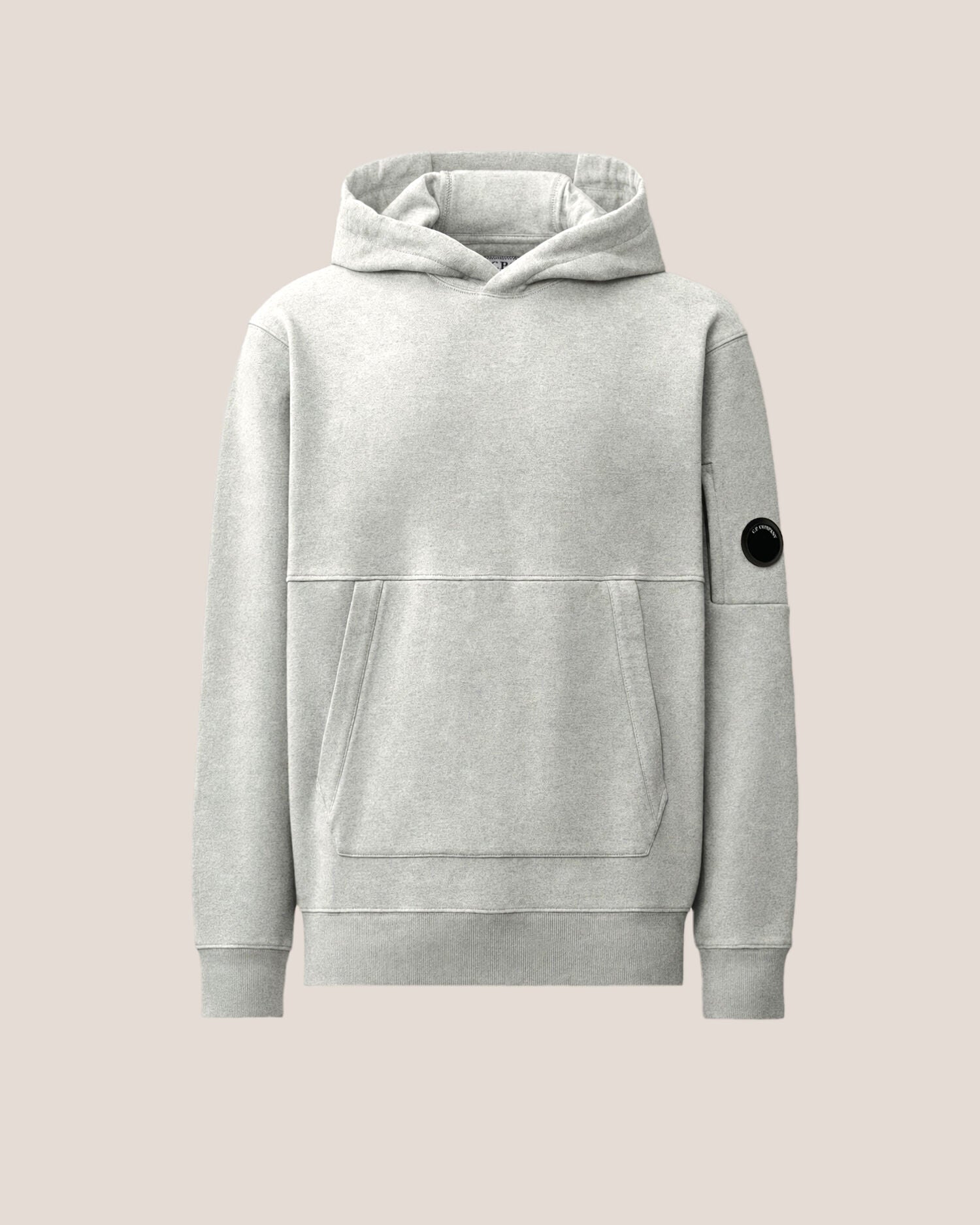 C.P. Company Diagonal Raised Fleece Lens Hoodie in Grey Melange