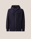 C.P. Company Diagonal Raised Fleece Goggle Hoodie in Navy