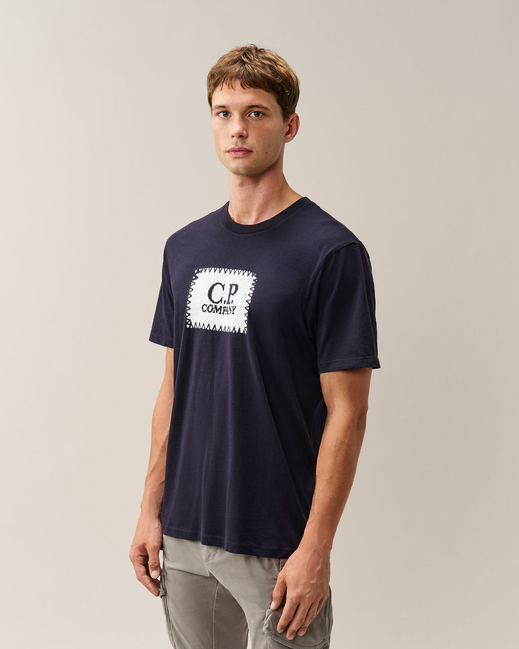 C.P. Company Stitch Block Logo T-Shirt in Navy