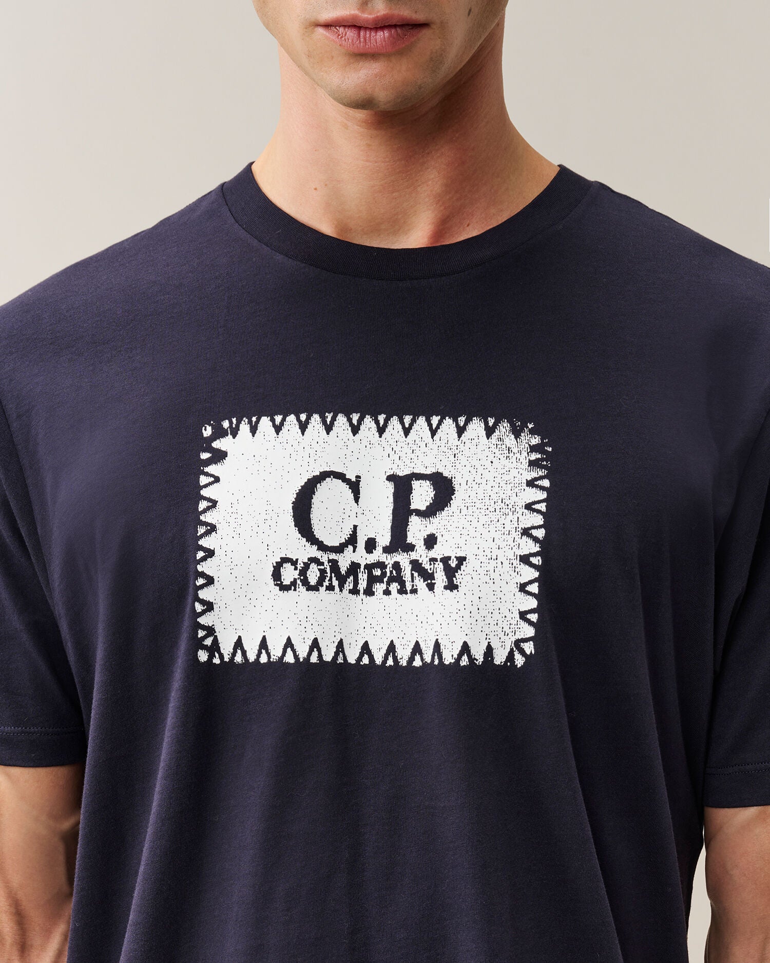 C.P. Company Stitch Block Logo T-Shirt in Navy