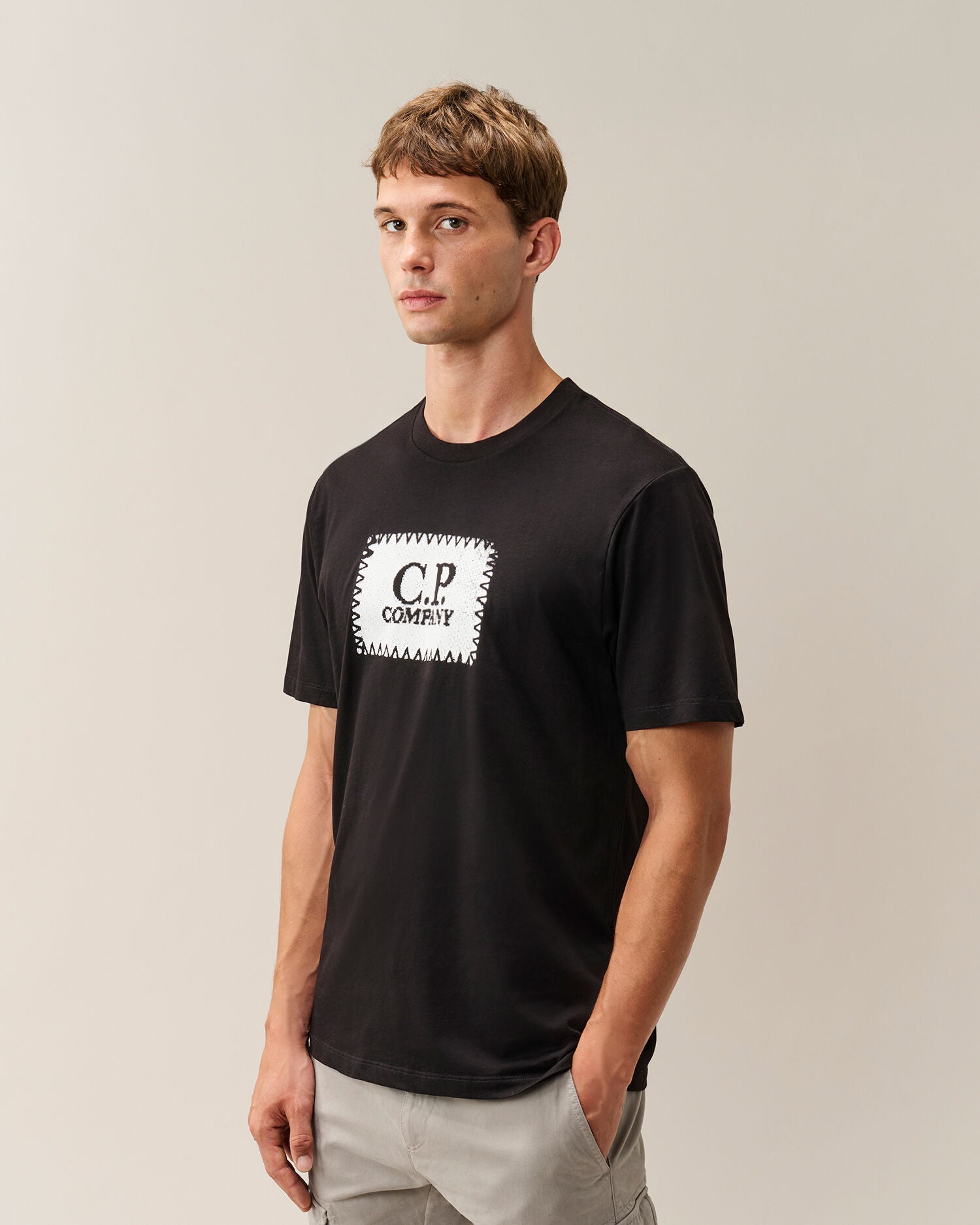C.P. Company Stitch Block Logo T-Shirt in Black