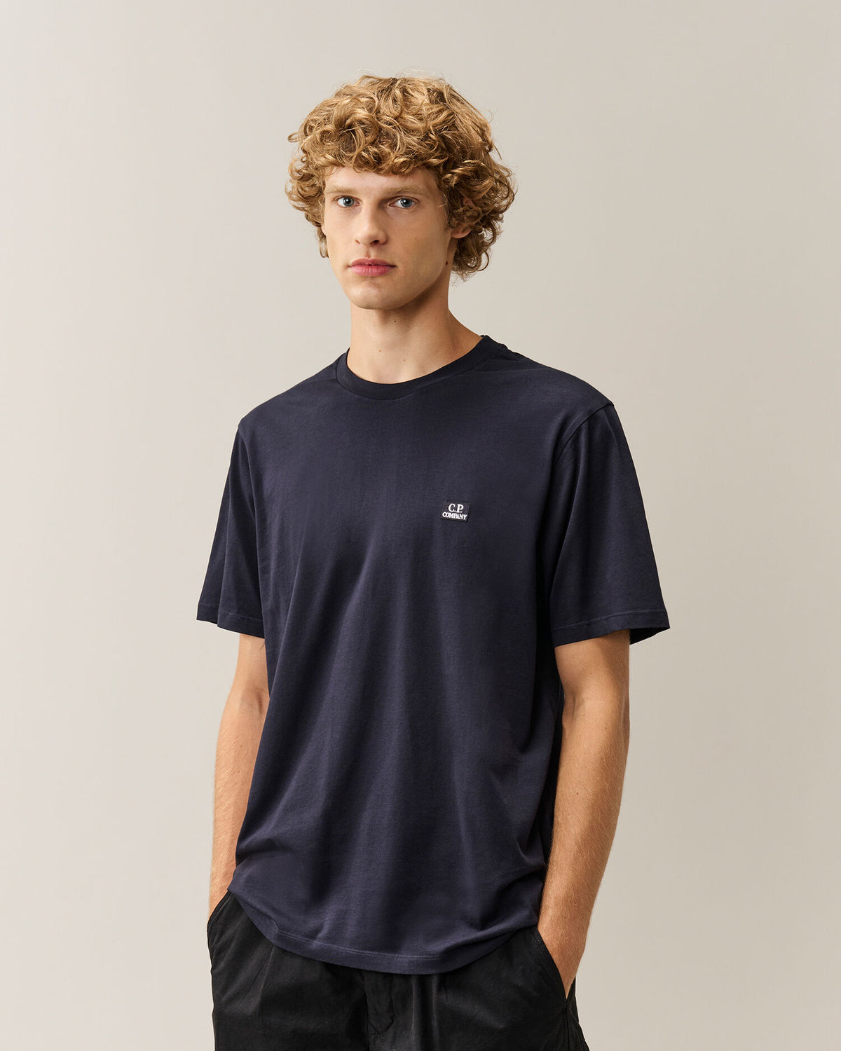 C.P. Company 30/1 Jersey Logo Patch T-Shirt in Navy