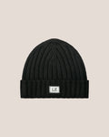 C.P. Company Extra Fine Merino Wool Logo Beanie in Black