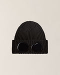C.P. Company Extra Fine Merino Wool Goggle Beanie in Black