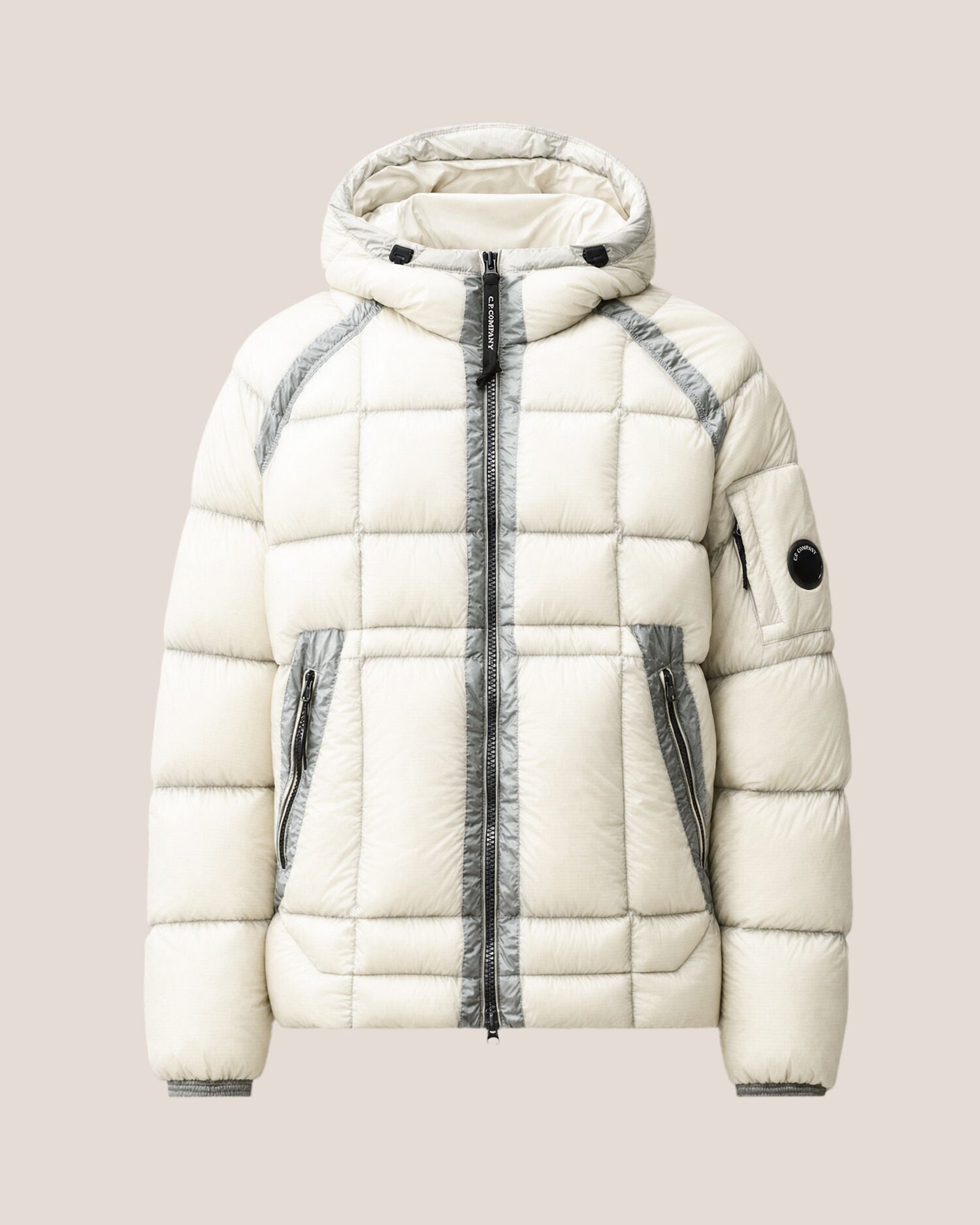 C.P. Company D.D. Shell Lens Puffer Jacket in Gauze White