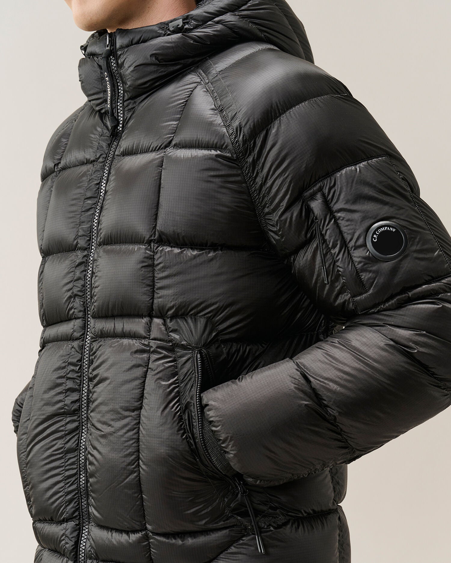 C.P. Company D.D. Shell Lens Puffer Jacket in Black