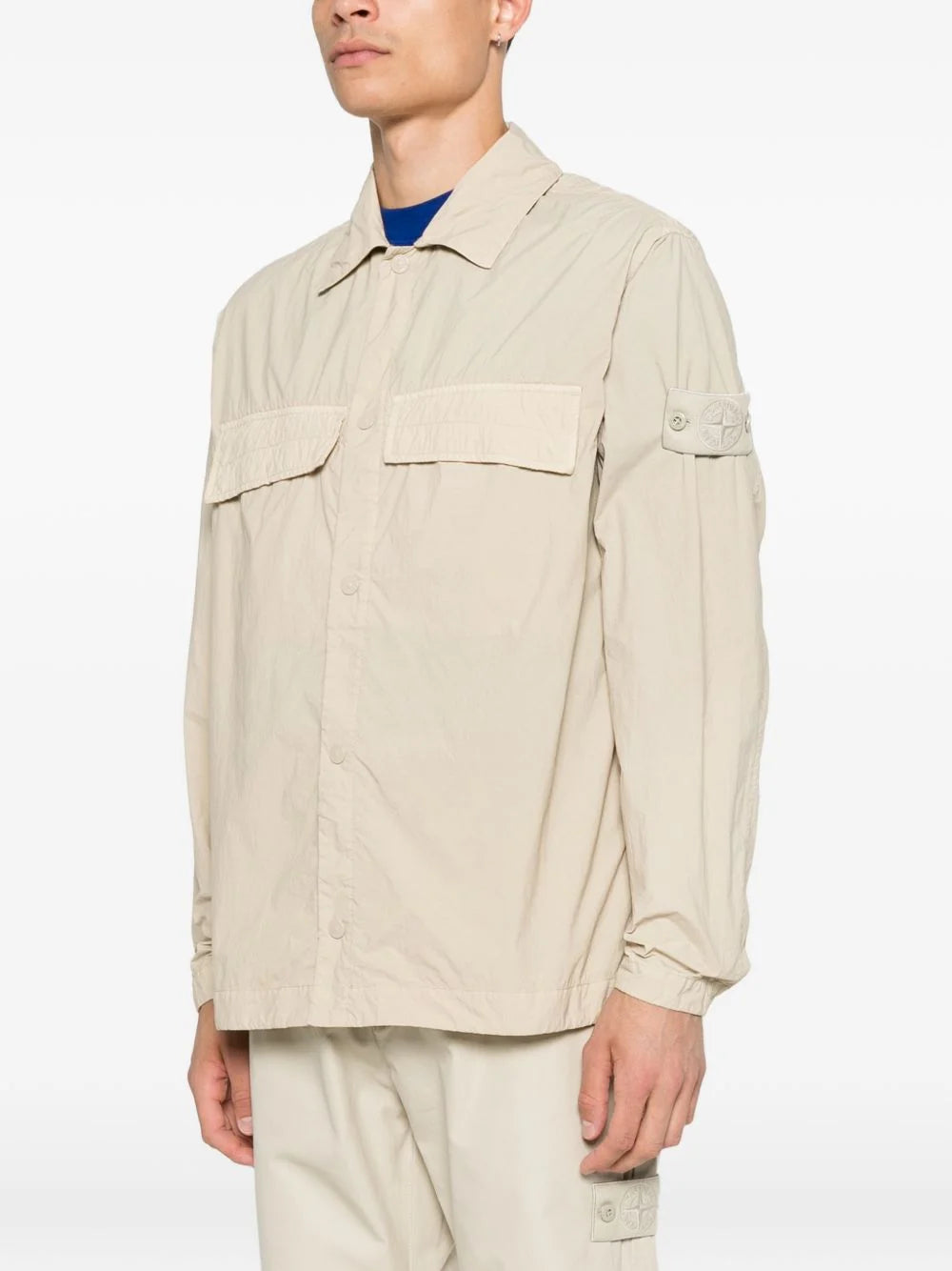 Stone Island Ghost Nylon Smerigliato Overshirt in Beige