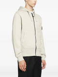 Stone Island Organic Cotton Fleece Zip-Up Hoodie in Sand