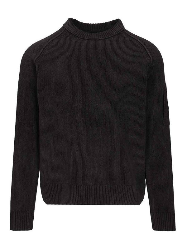 C.P. Company Chenille Cotton Lens Crewneck Sweater in Navy