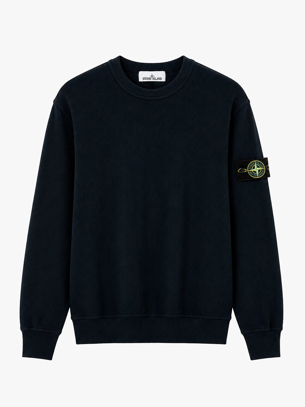 Stone Island Organic Cotton Interlock Crewneck Sweatshirt in Navy