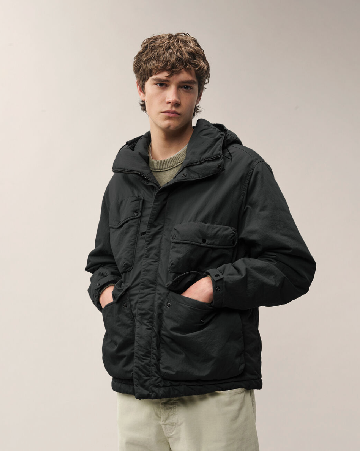 C.P. Company T-Flatt Padded Goggle Jacket in Black