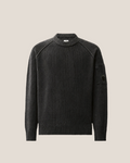 C.P. Company Chenille Cotton Lens Crewneck Sweater in Black