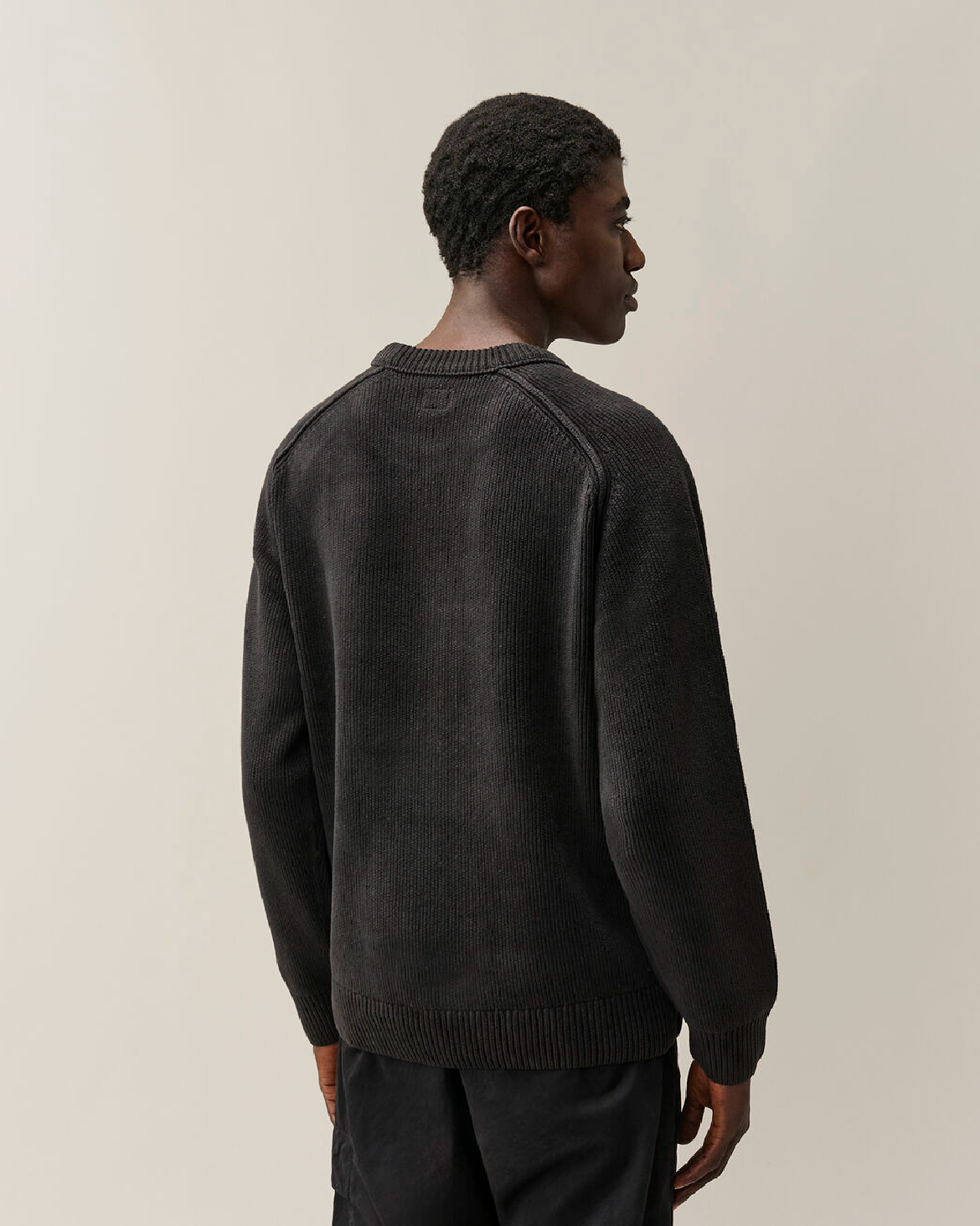 C.P. Company Chenille Cotton Lens Crewneck Sweater in Black