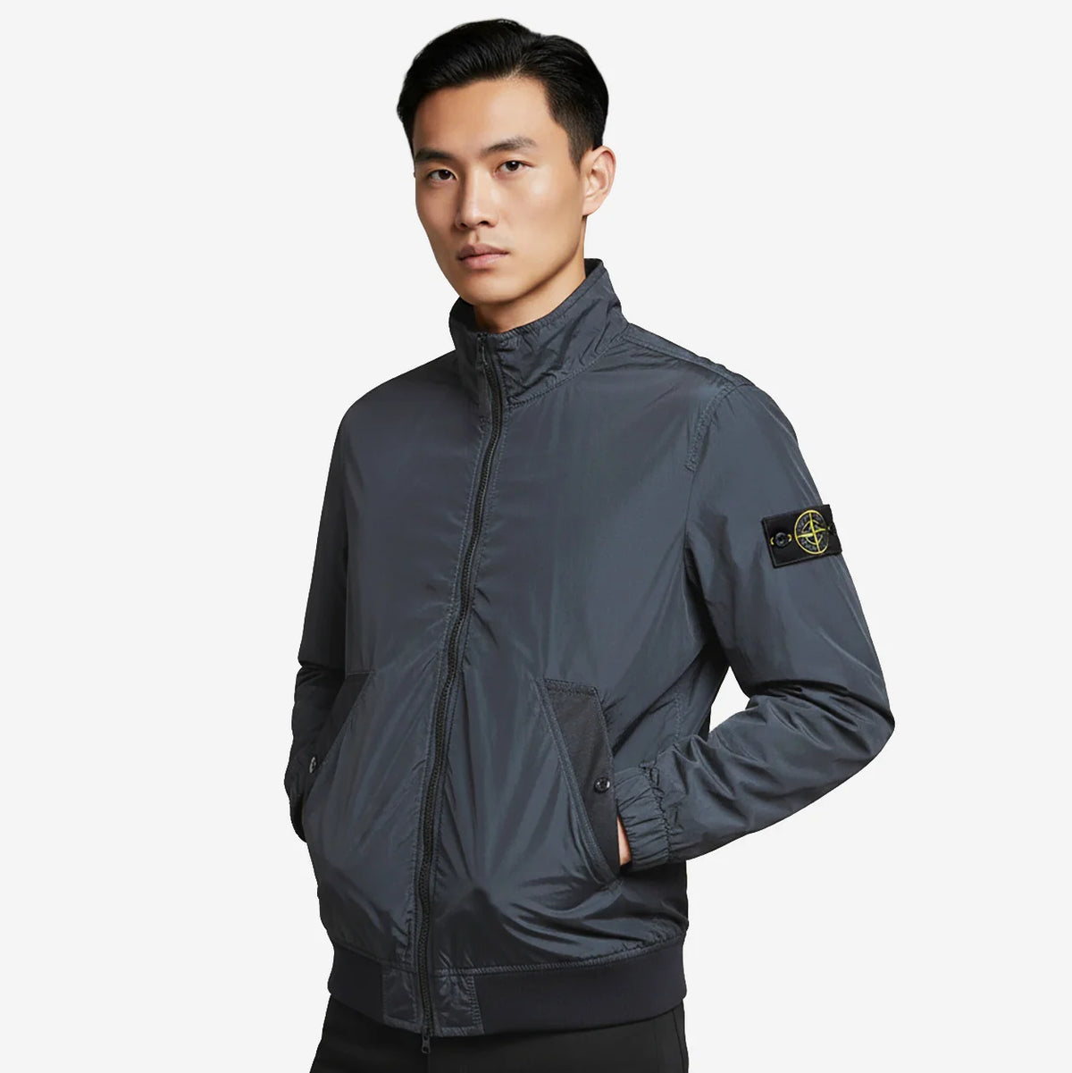Stone Island Crinkle Reps NY Stand Collar Jacket in Slate Blue