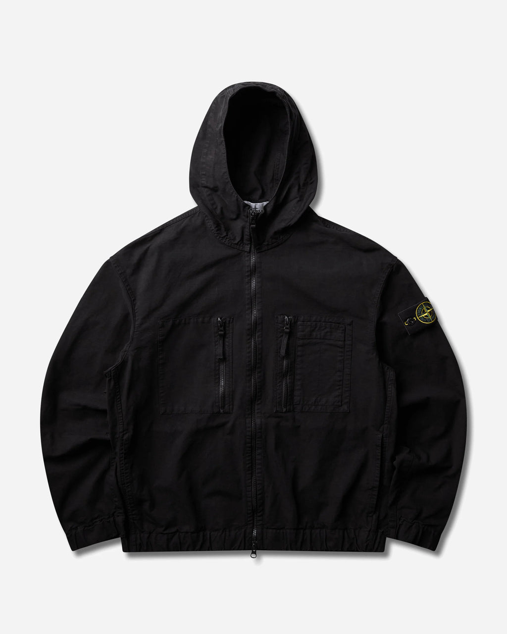 Stone Island Organic Cotton Ripstop Hooded Overshirt in Black