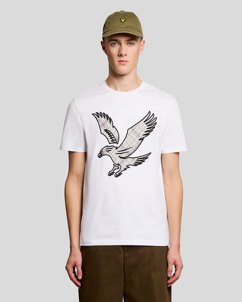 Lyle & Scott Check Eagle T-Shirt in White