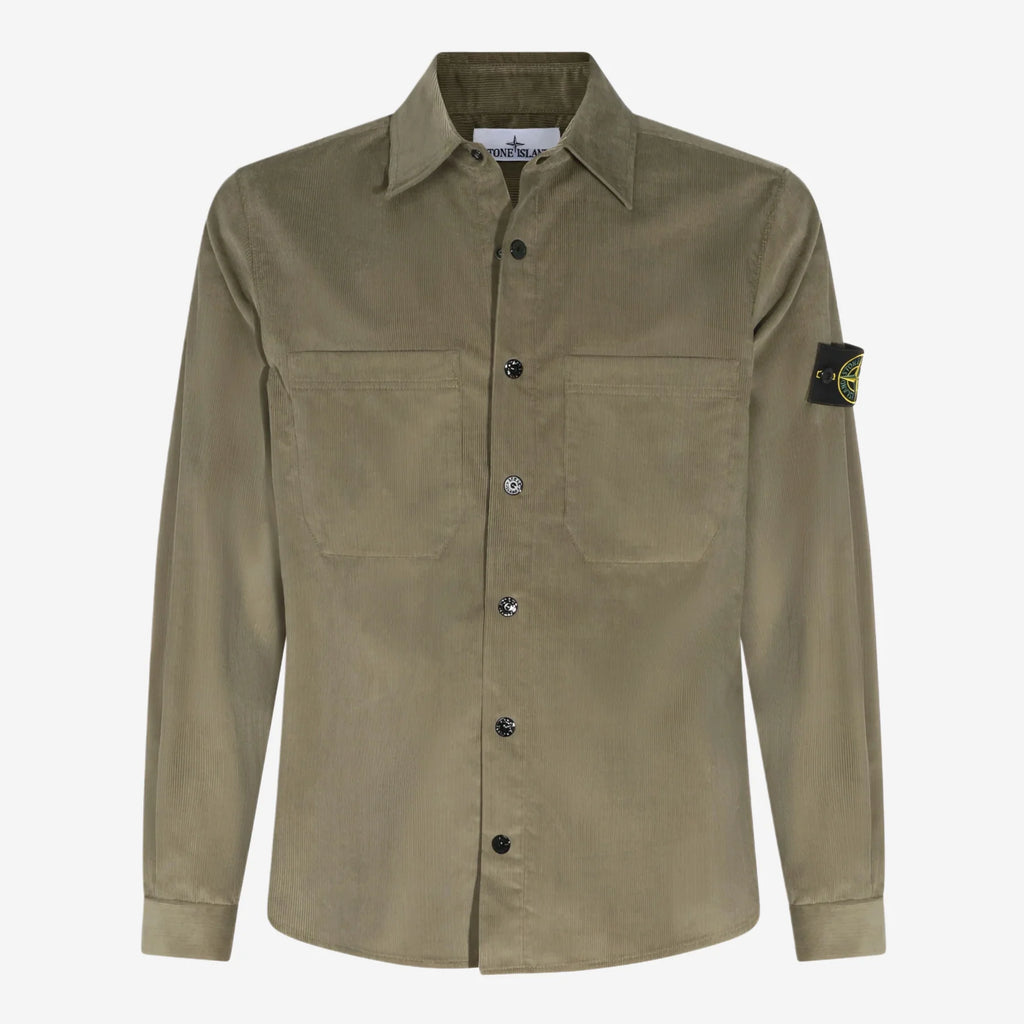 Stone Island Cotton Micro Corduroy Overshirt in Military Green