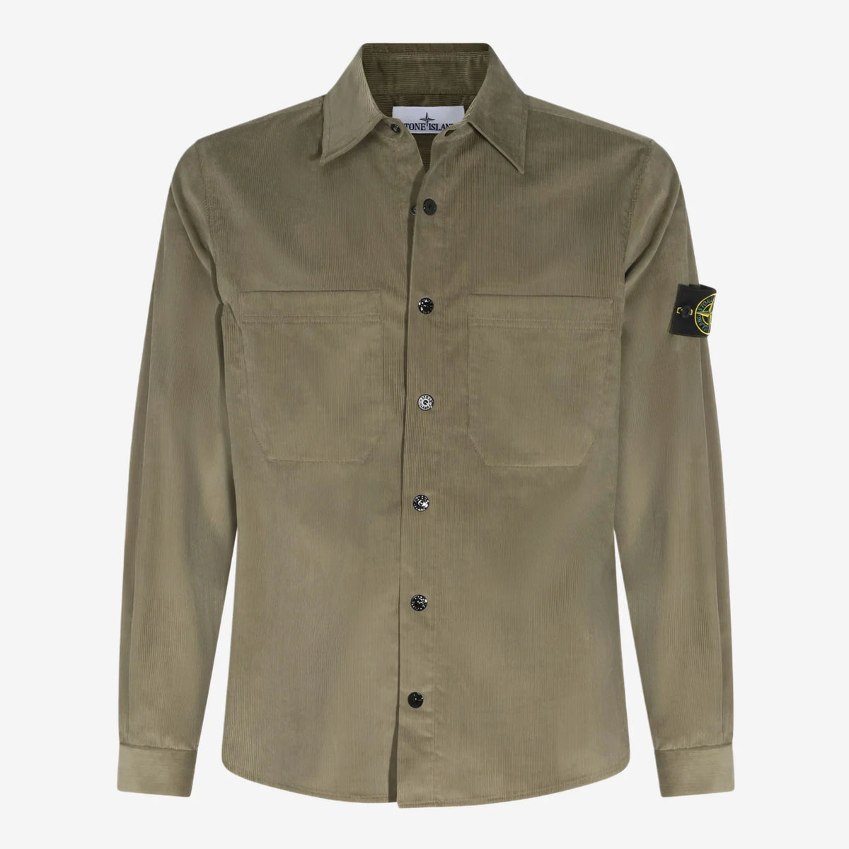 Stone Island Cotton Micro Corduroy Overshirt in Military Green