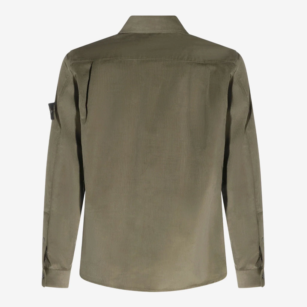 Stone Island Cotton Micro Corduroy Overshirt in Military Green
