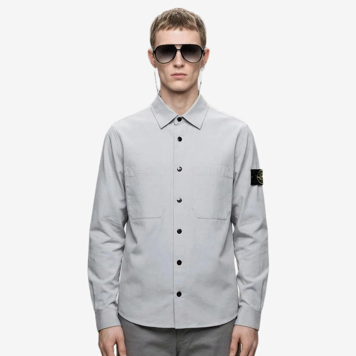 Stone Island Cotton Micro Corduroy Overshirt in Ash Grey