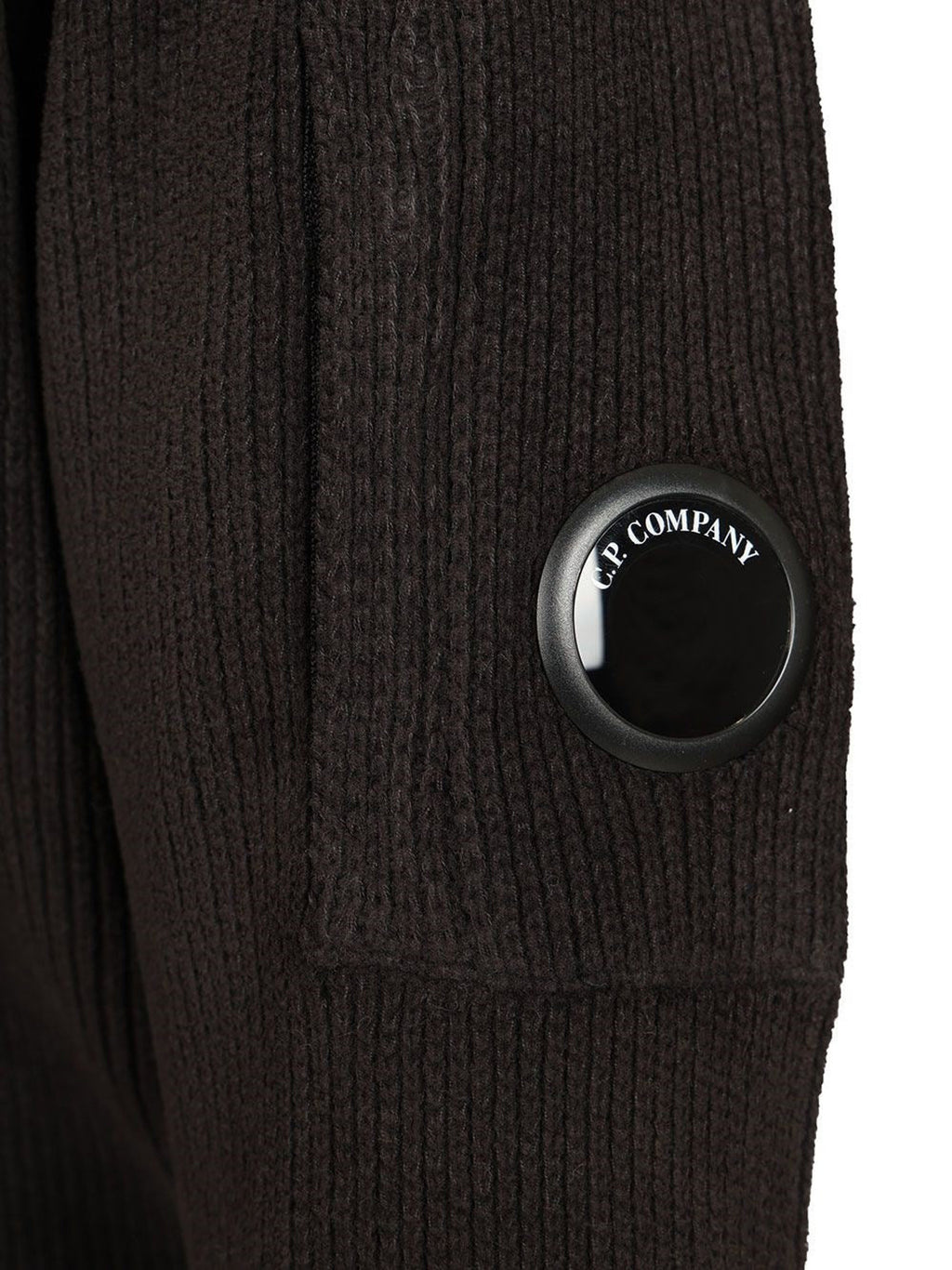 C.P. Company Chenille Cotton Lens Polo Sweater in Black