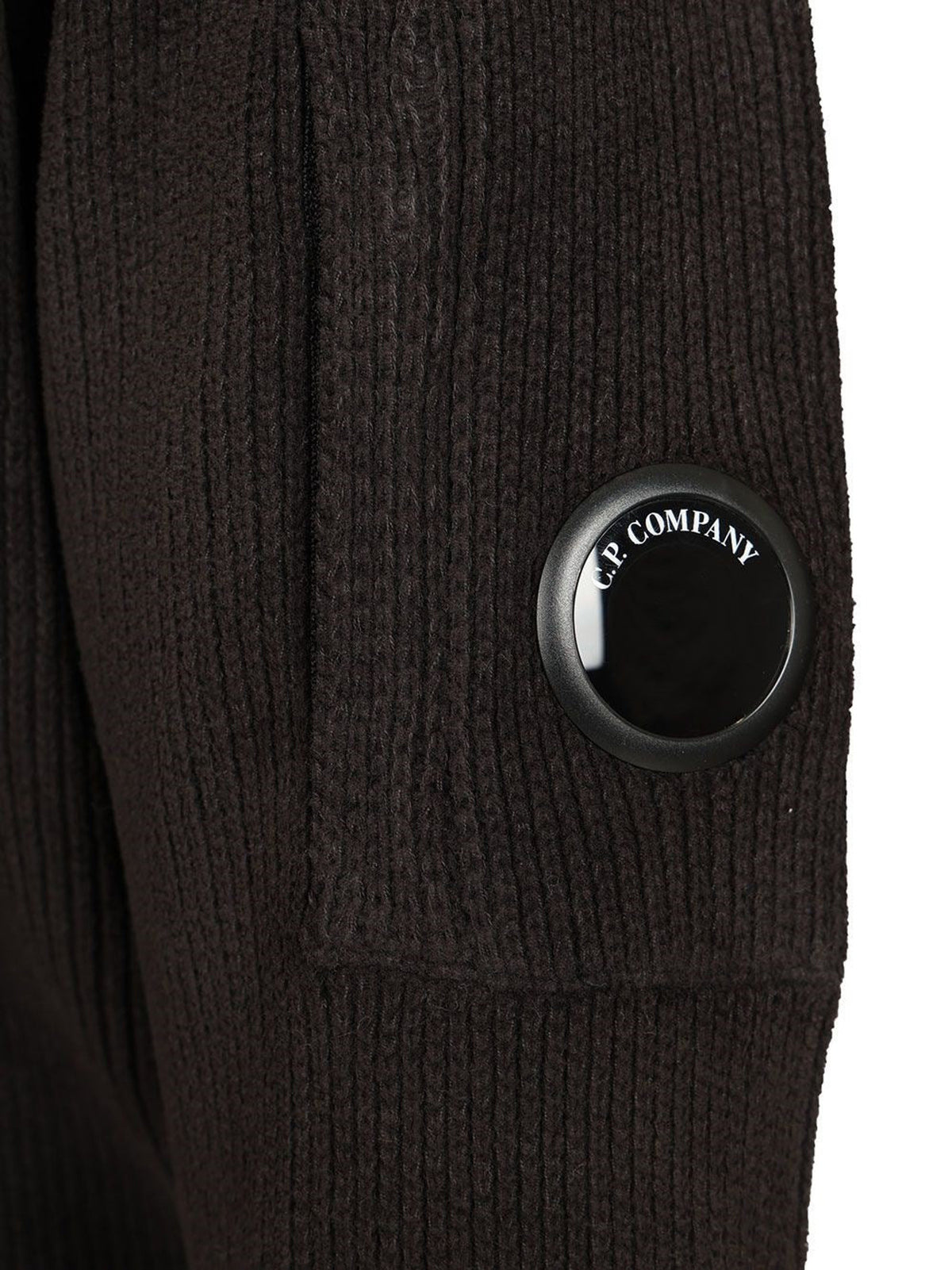 C.P. Company Chenille Cotton Lens Polo Sweater in Black