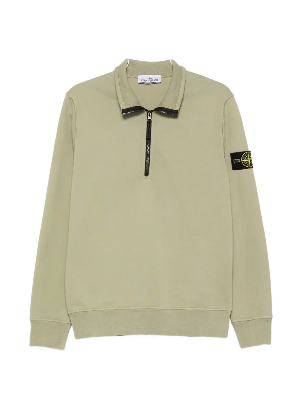 Stone Island Organic Cotton Fleece Half-Zip Sweatshirt in Laurel Green
