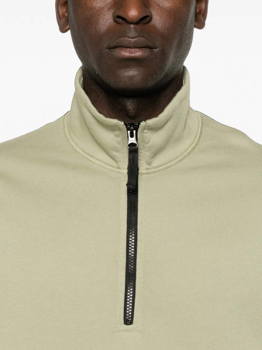 Stone Island Organic Cotton Fleece Half-Zip Sweatshirt in Laurel Green