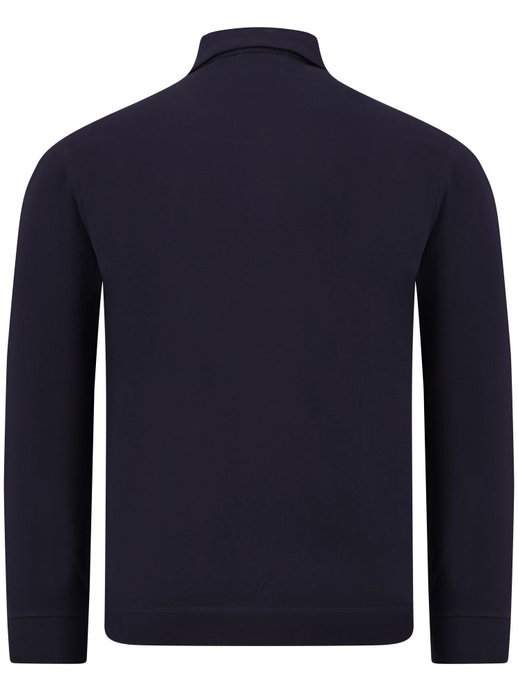 C.P. Company Stretch Piquet Long Sleeve Zip Polo in Navy