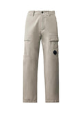 C.P. Company Stretch Sateen Lens Cargo Pants in Silver Birch
