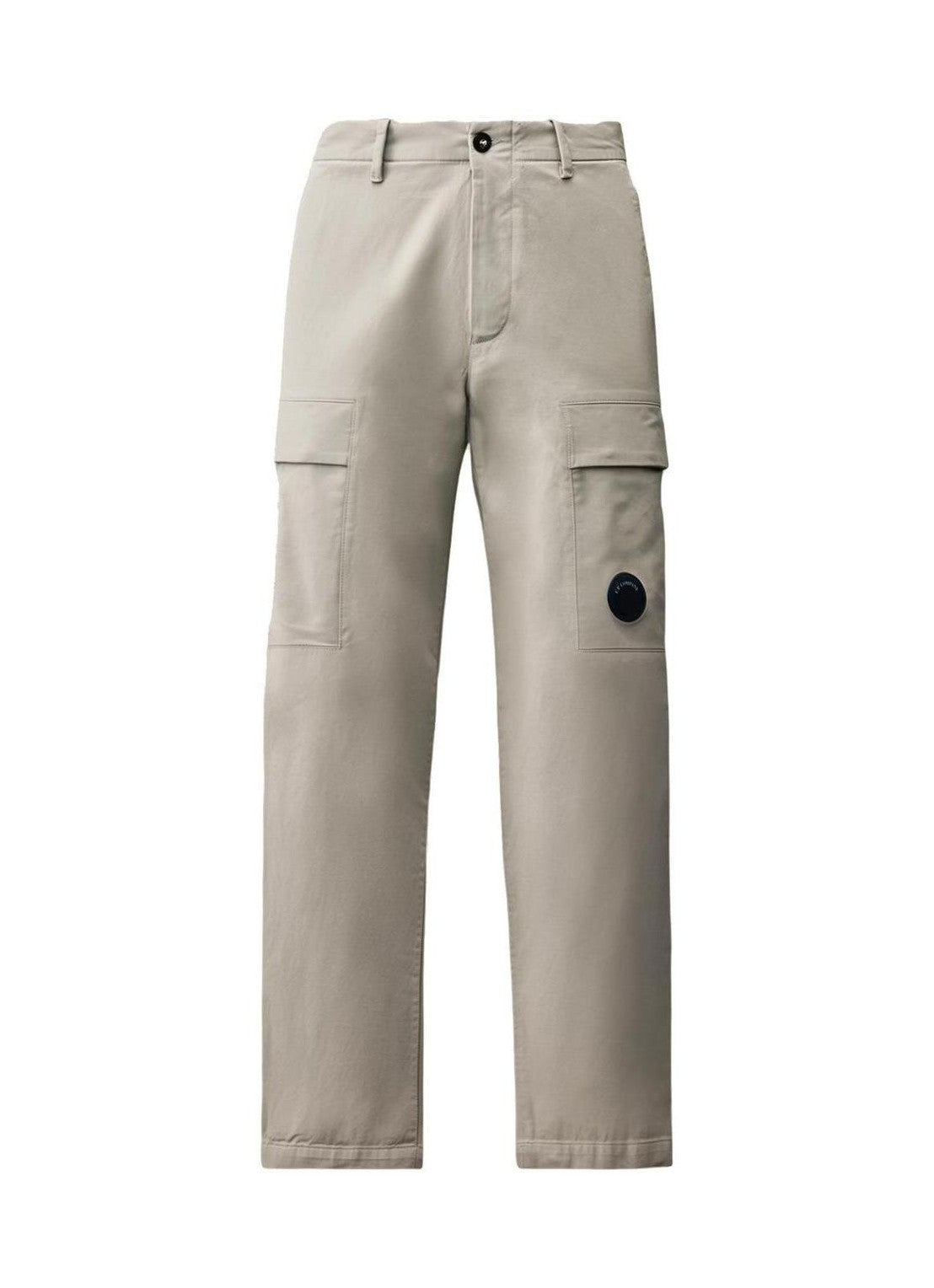 C.P. Company Stretch Sateen Lens Cargo Pants in Silver Birch