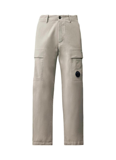 C.P. Company Stretch Sateen Lens Cargo Pants in Silver Birch