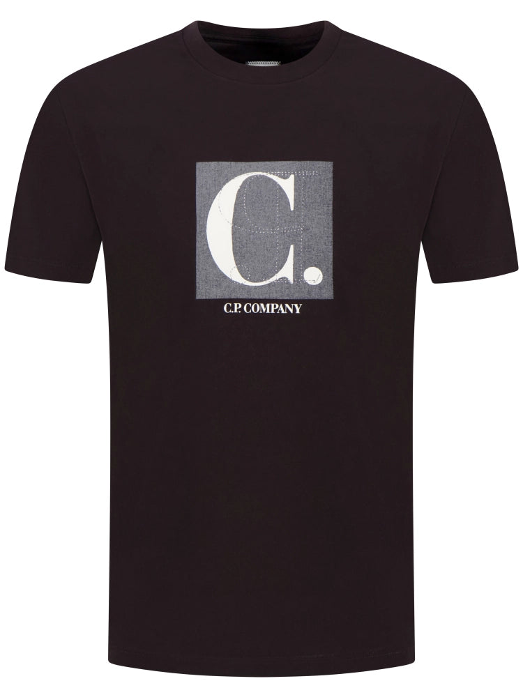 C.P. Company 30/1 Jersey Front / Rear Logo T-Shirt in Black