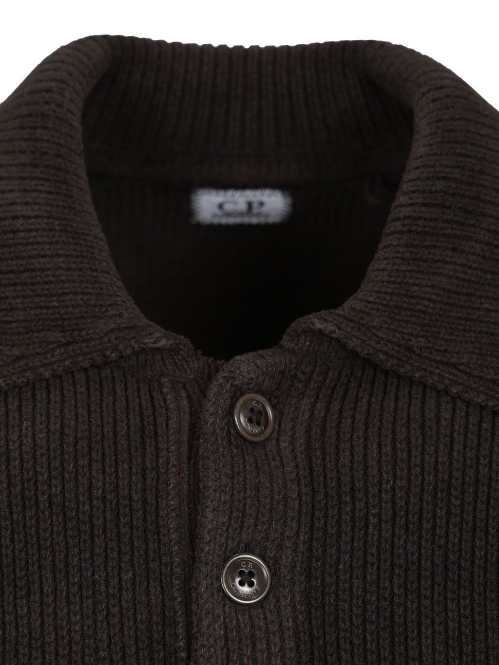 C.P. Company Chenille Cotton Lens Polo Sweater in Black