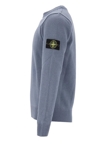Stone Island Lambswool Crewneck Jumper in Steel Blue