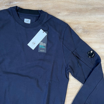 C.P. Company Diagonal Raised Fleece Lens Sweatshirt in Navy