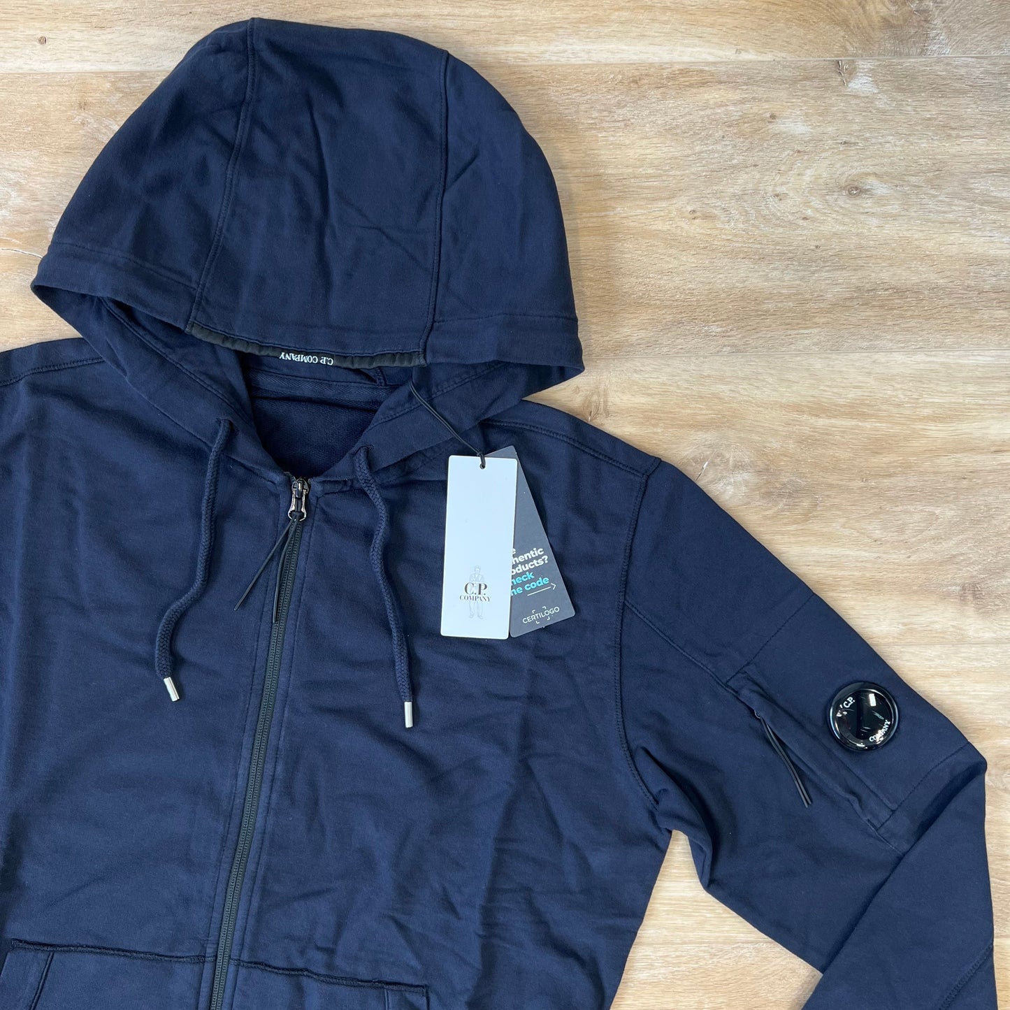 C.P. Company Light Fleece Zip Hoodie in Navy