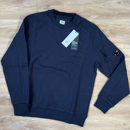 C.P. Company Diagonal Raised Fleece Lens Sweatshirt in Navy
