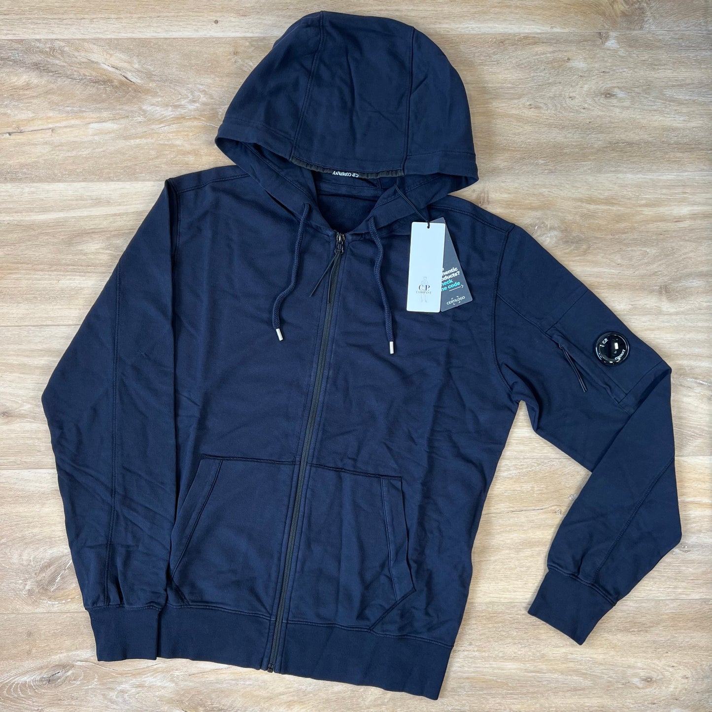 C.P. Company Light Fleece Zip Hoodie in Navy