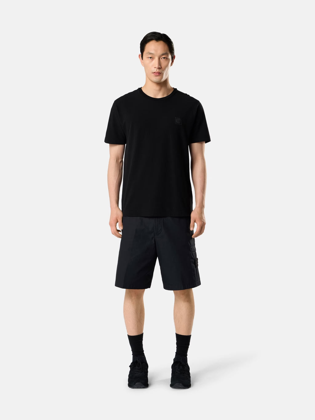 Stone Island All-Weather Cotton Canvas Ghost Cargo Shorts in Black