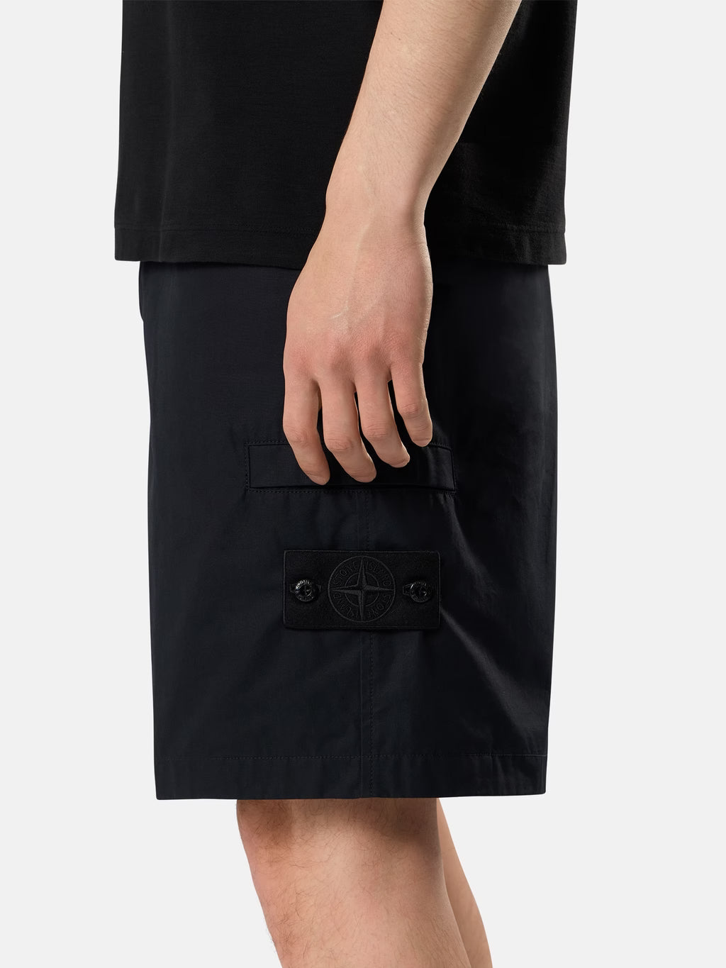 Stone Island All-Weather Cotton Canvas Ghost Cargo Shorts in Black