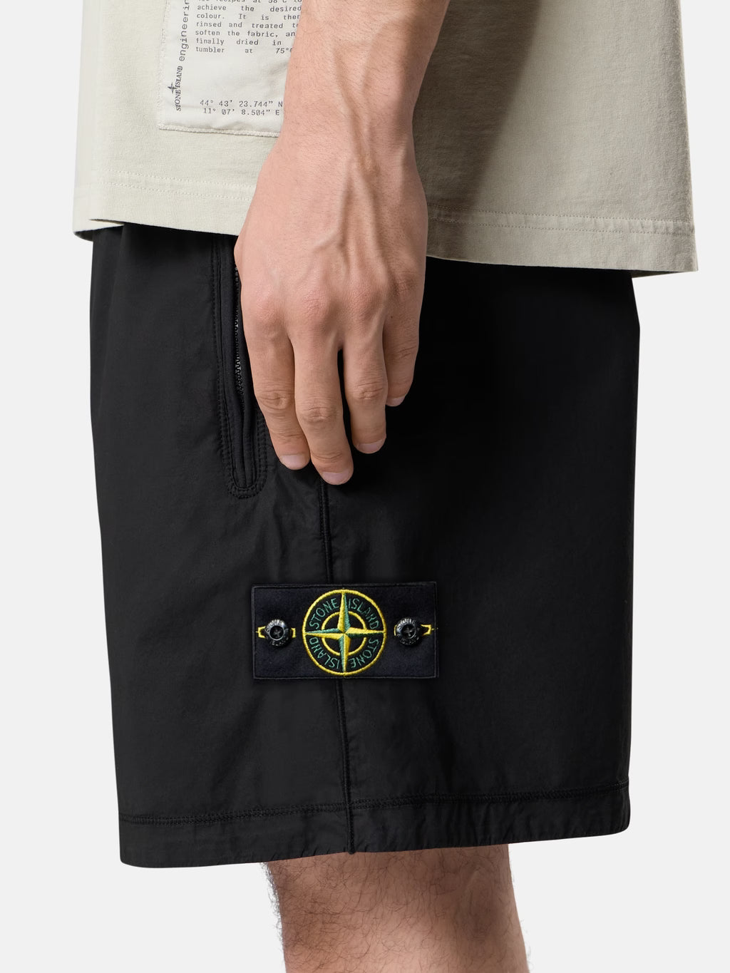 Stone Island Stretch Cotton Tela 'Paracadute' Wide-Leg Shorts in Black