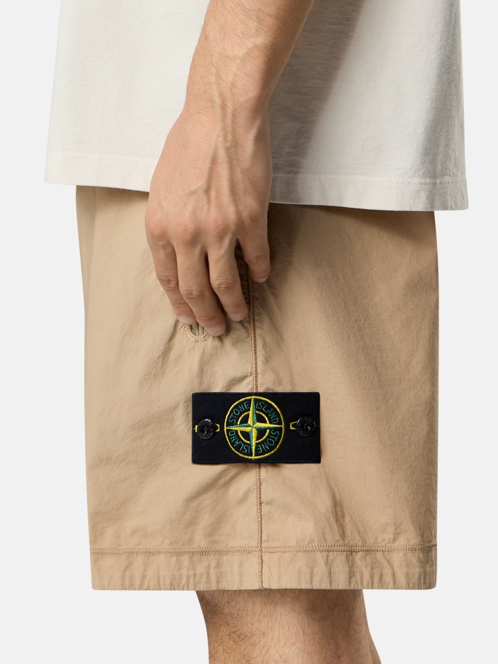 Stone Island Stretch Cotton Tela 'Paracadute' Wide-Leg Shorts in Desert