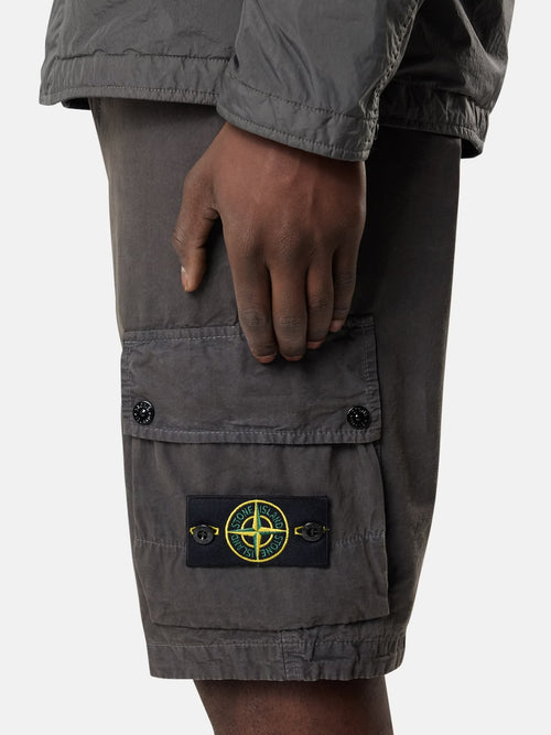 Stone Island Brushed Canvas 'Old Effect' Cargo Shorts in Charcoal Grey