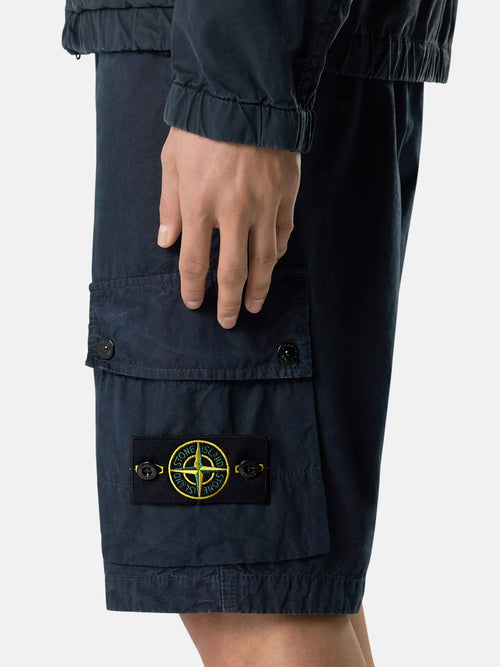 Stone Island Brushed Canvas 'Old Effect' Cargo Shorts in Navy