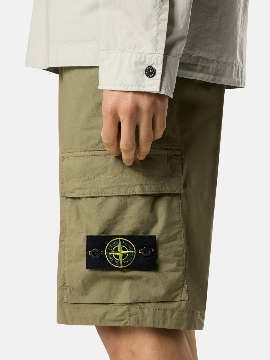 Stone Island Stretch Cotton Tela 'Paracadute' Cargo Bermuda Shorts in Military Green