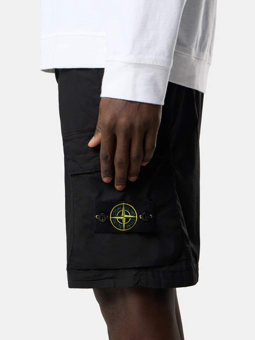 Stone Island Stretch Cotton Tela 'Paracadute' Cargo Bermuda Shorts in Black