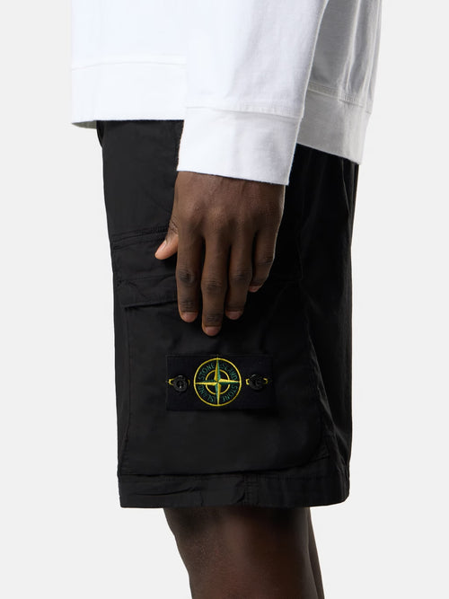 Stone Island Stretch Cotton Tela 'Paracadute' Cargo Bermuda Shorts in Black