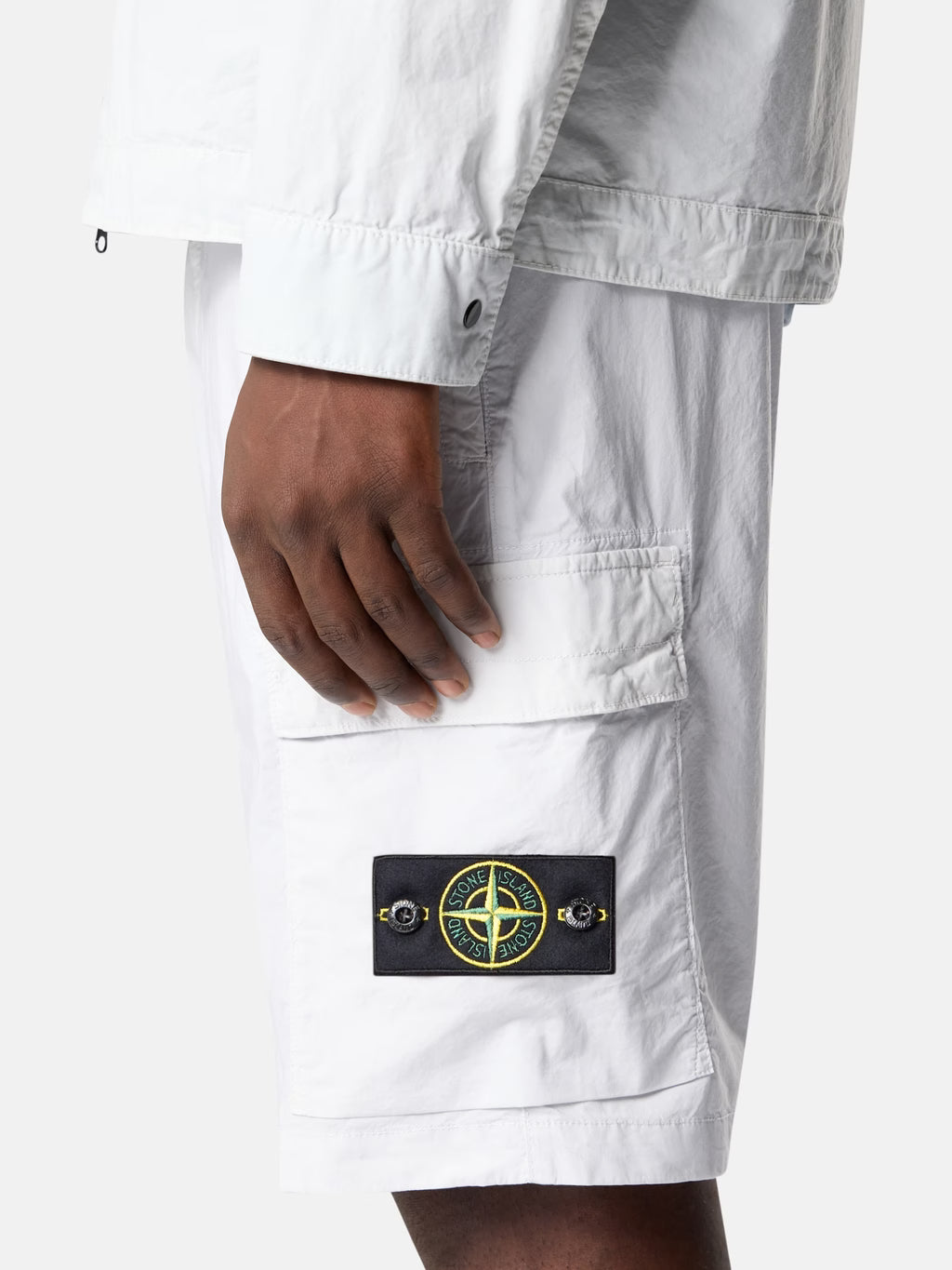 Stone Island Stretch Cotton Tela 'Paracadute' Cargo Bermuda Shorts in Sky Blue