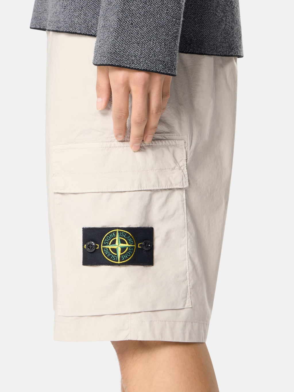 Stone Island Stretch Cotton Tela 'Paracadute' Cargo Bermuda Shorts in Pearl Grey